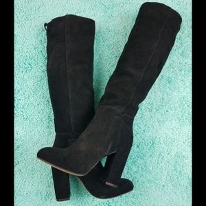 STEVEN Steve Madden Black Tarayn Suede Knee Highs